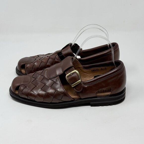 Allen Edmonds Tivoli Fisherman Sandals Mens 8 D Brown Woven Leather Vibram Soles main image 5